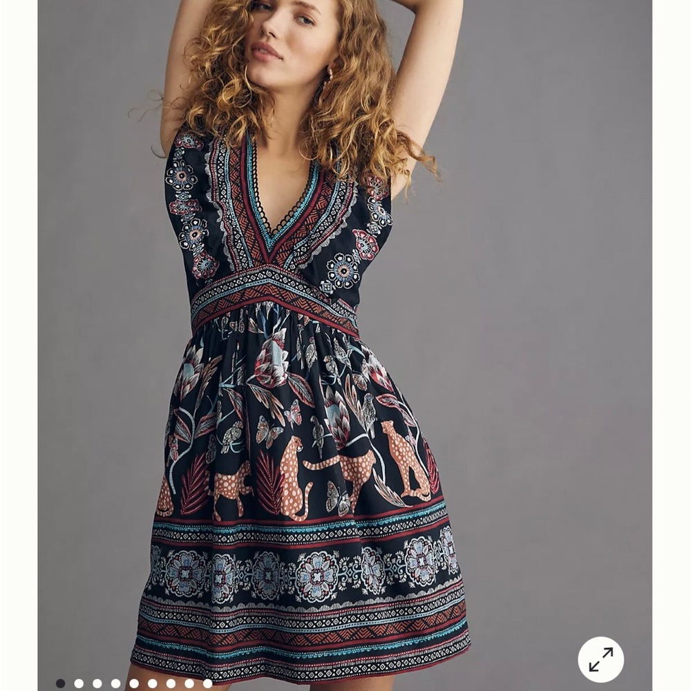 Anthropologie V-Neck Plunge Tunic Mini Dress